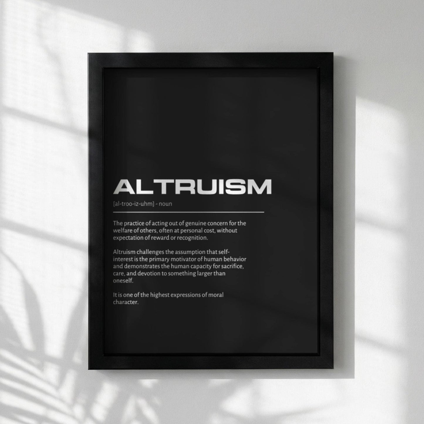 Altruism Definition Poster, Inspirational Quote Print, Minimalist Typography Wall Art, Meaningful Gift Idea, Dictionary Style Decor