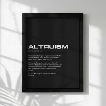 Altruism Definition Poster, Inspirational Quote Print, Minimalist Typography Wall Art, Meaningful Gift Idea, Dictionary Style Decor
