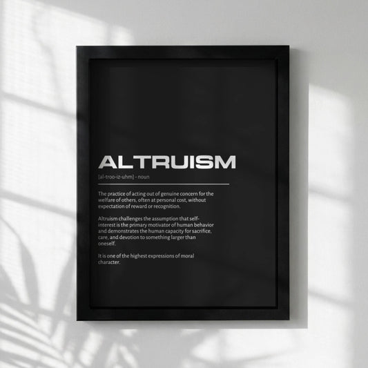 Altruism Definition Poster, Inspirational Quote Print, Minimalist Typography Wall Art, Meaningful Gift Idea, Dictionary Style Decor