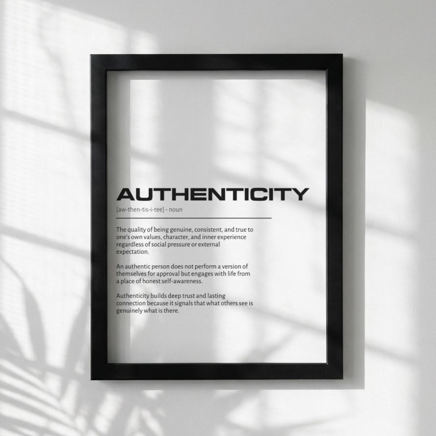 Authenticity Dictionary Print | Minimalist Wall Art | Modern Typography Poster | Inspirational Quote Decor | Clean Aesthetic Home Art