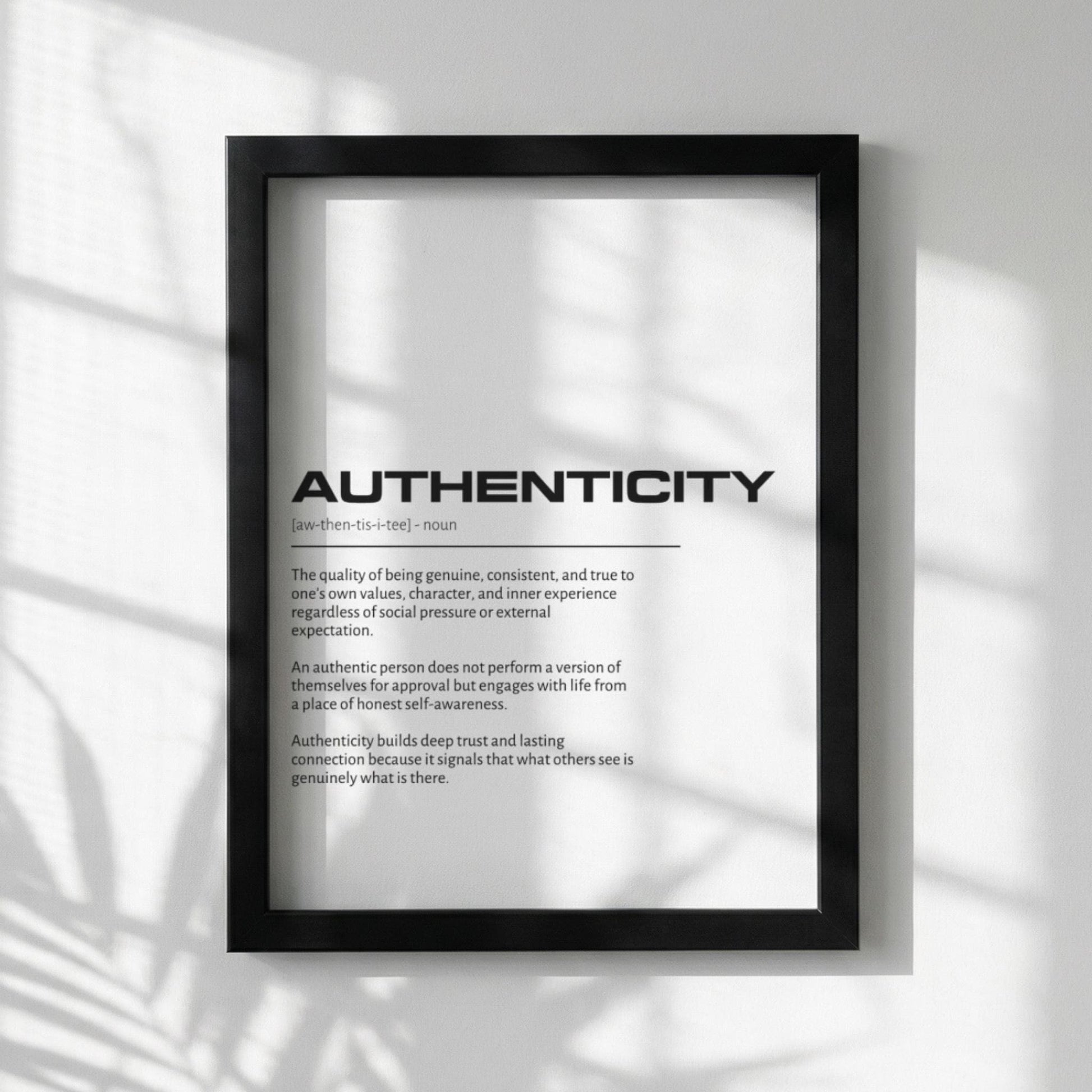 Authenticity Dictionary Print | Minimalist Wall Art | Modern Typography Poster | Inspirational Quote Decor | Clean Aesthetic Home Art
