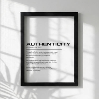 Authenticity Dictionary Print | Minimalist Wall Art | Modern Typography Poster | Inspirational Quote Decor | Clean Aesthetic Home Art