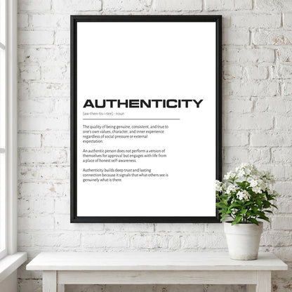 Authenticity Dictionary Print | Minimalist Wall Art | Modern Typography Poster | Inspirational Quote Decor | Clean Aesthetic Home Art