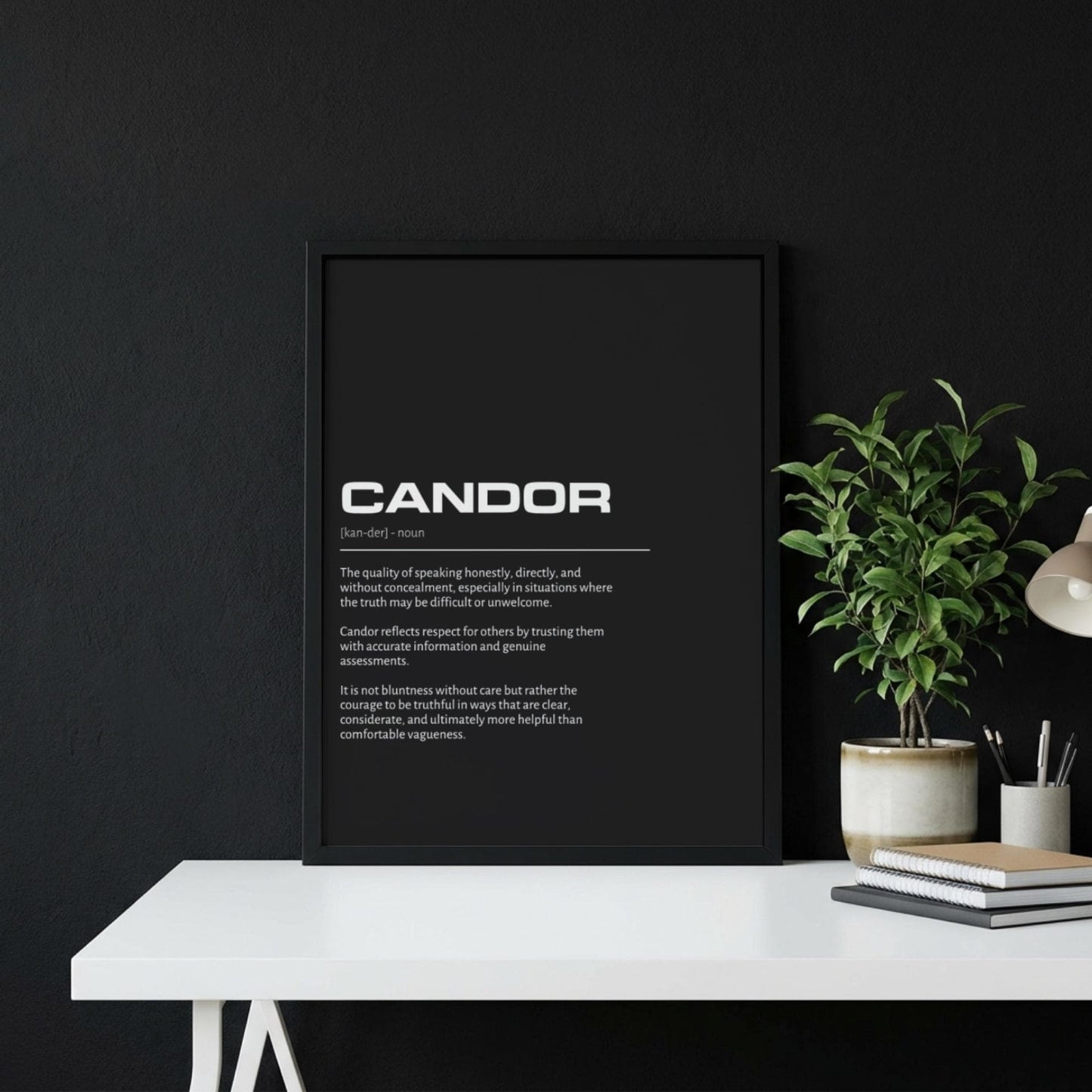 Candor Definition Wall Art | Minimalist Office Decor | Inspirational Quote Print | Meaningful Home Gallery Art | Modern Dictionary Poster