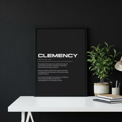 Clemency Definition Art | Meaningful Mercy Wall Decor | Inspirational Forgiveness Print | Minimalist Wisdom Poster | Modern Typography Art