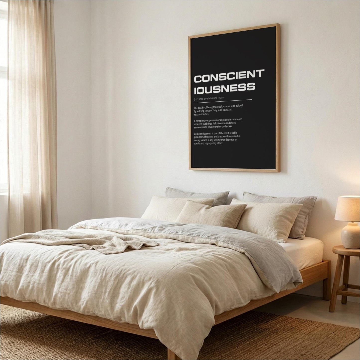 Conscientiousness Definition Art | Mindful Living Wall Decor | Inspirational Discipline Print | Minimalist Success Poster | Modern Typography Art