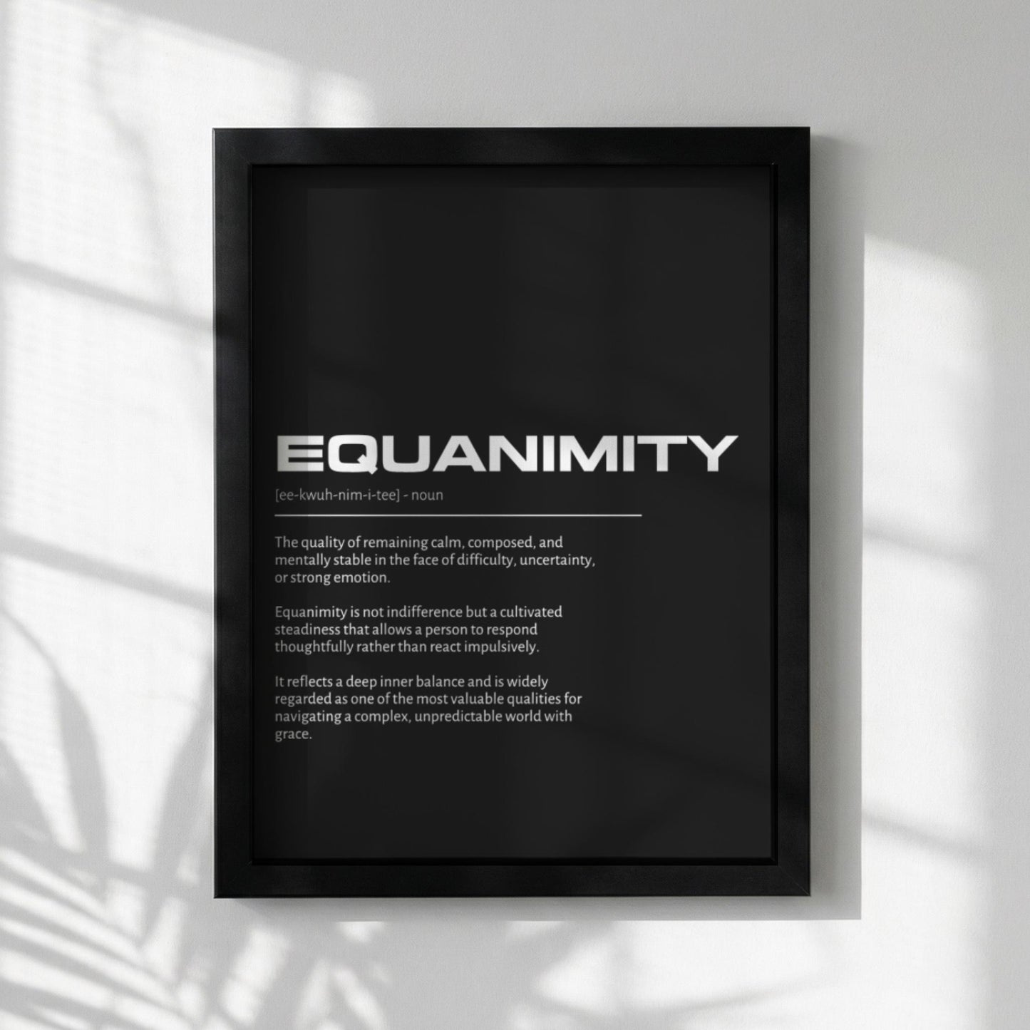 Equanimity Definition Wall Art | Bold Emotional Balance Print | Minimalist Composure Poster | Modern Home Gallery Decor | Dark Typography