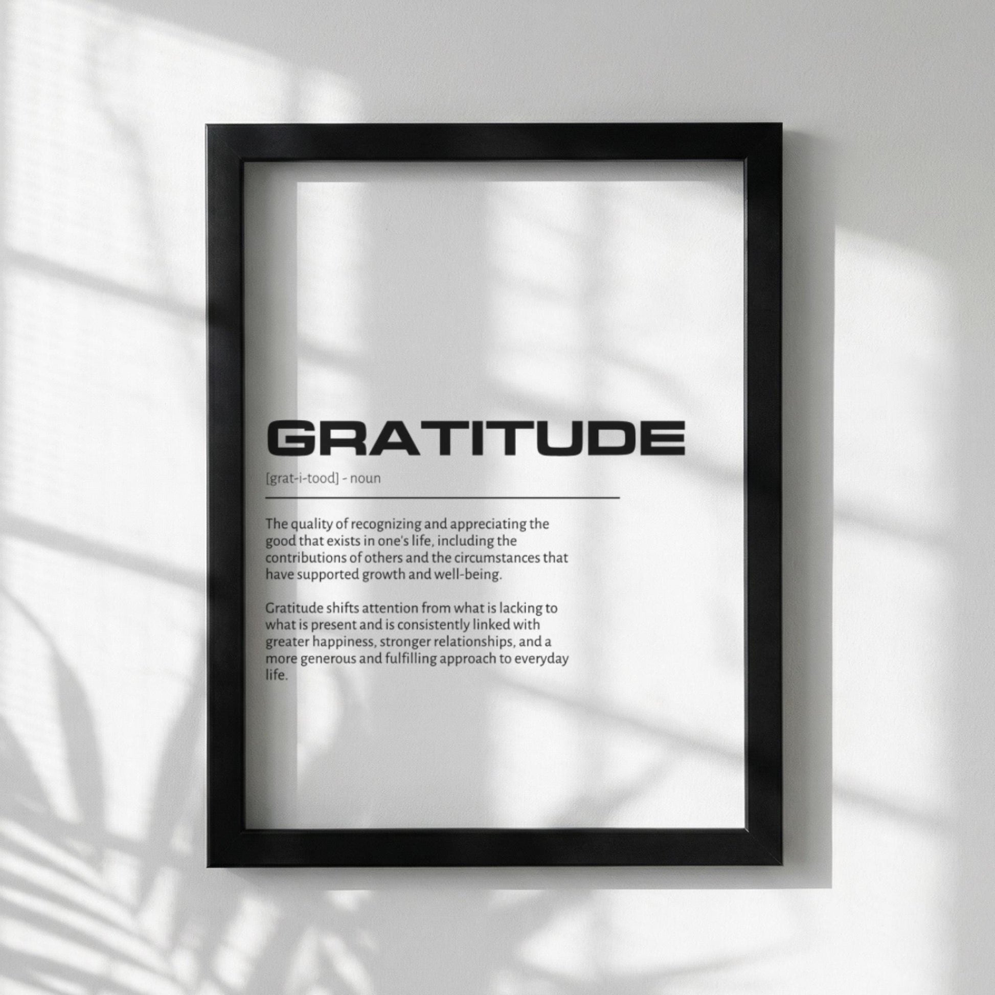 Gratitude Definition Wall Art | Clean Thankfulness & Appreciation Print | Minimalist Mindfulness Poster | Modern Home Gallery Decor |
