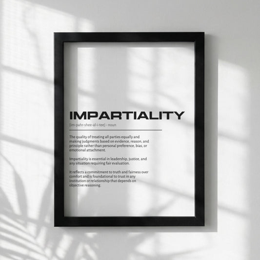 Impartiality Definition Wall Art | Clean Fairness & Objectivity Print | Minimalist Justice Poster | Modern Office Decor | White Typography