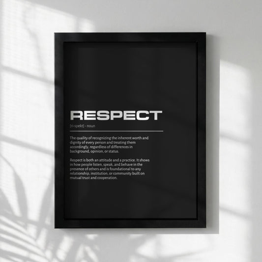 Respect Definition Wall Art | Bold Honor & Consideration Print | Minimalist Character Poster | Modern Home Gallery Decor | Dark Typography