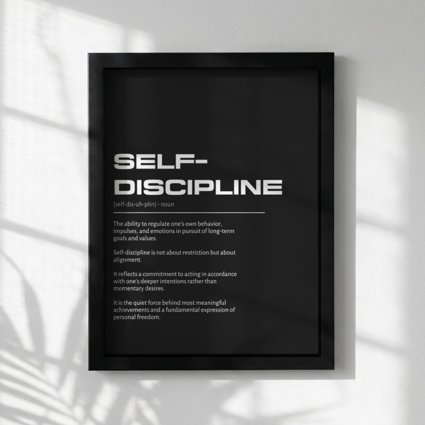 Self-discipline Definition Wall Art | Bold Mastery & Willpower Print | Minimalist Character Poster | Modern Home Gallery Decor | Typography