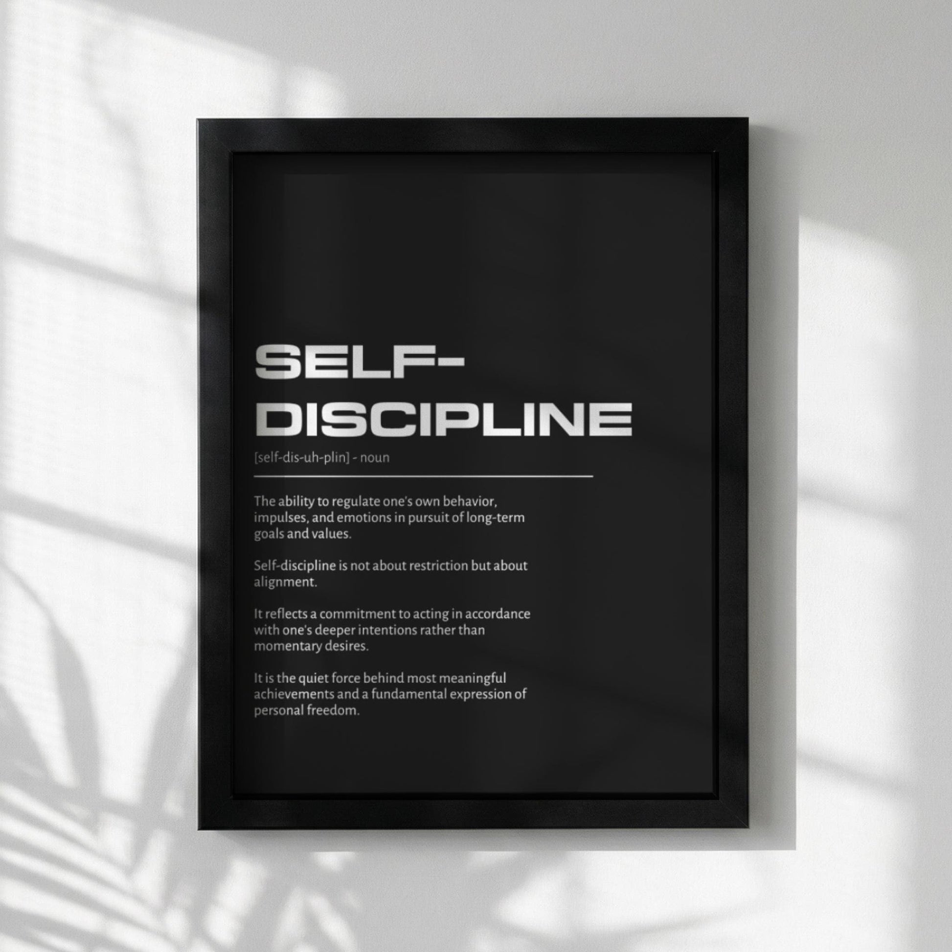 Self-discipline Definition Wall Art | Bold Mastery & Willpower Print | Minimalist Character Poster | Modern Home Gallery Decor | Typography