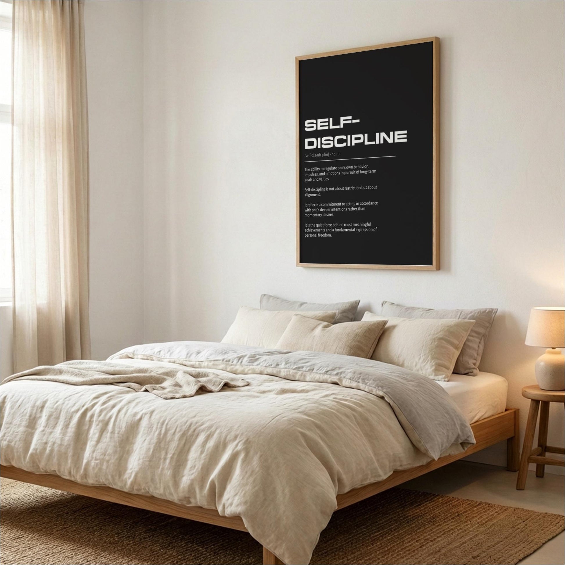 Self-discipline Definition Wall Art | Bold Mastery & Willpower Print | Minimalist Character Poster | Modern Home Gallery Decor | Typography