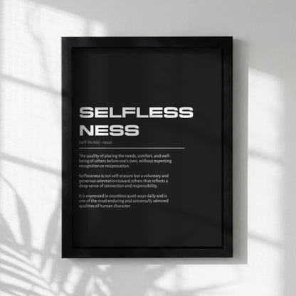 Selflessness Definition Wall Art | Bold Altruism & Generosity Print | Minimalist Character Poster | Modern Home Gallery Decor | Typography
