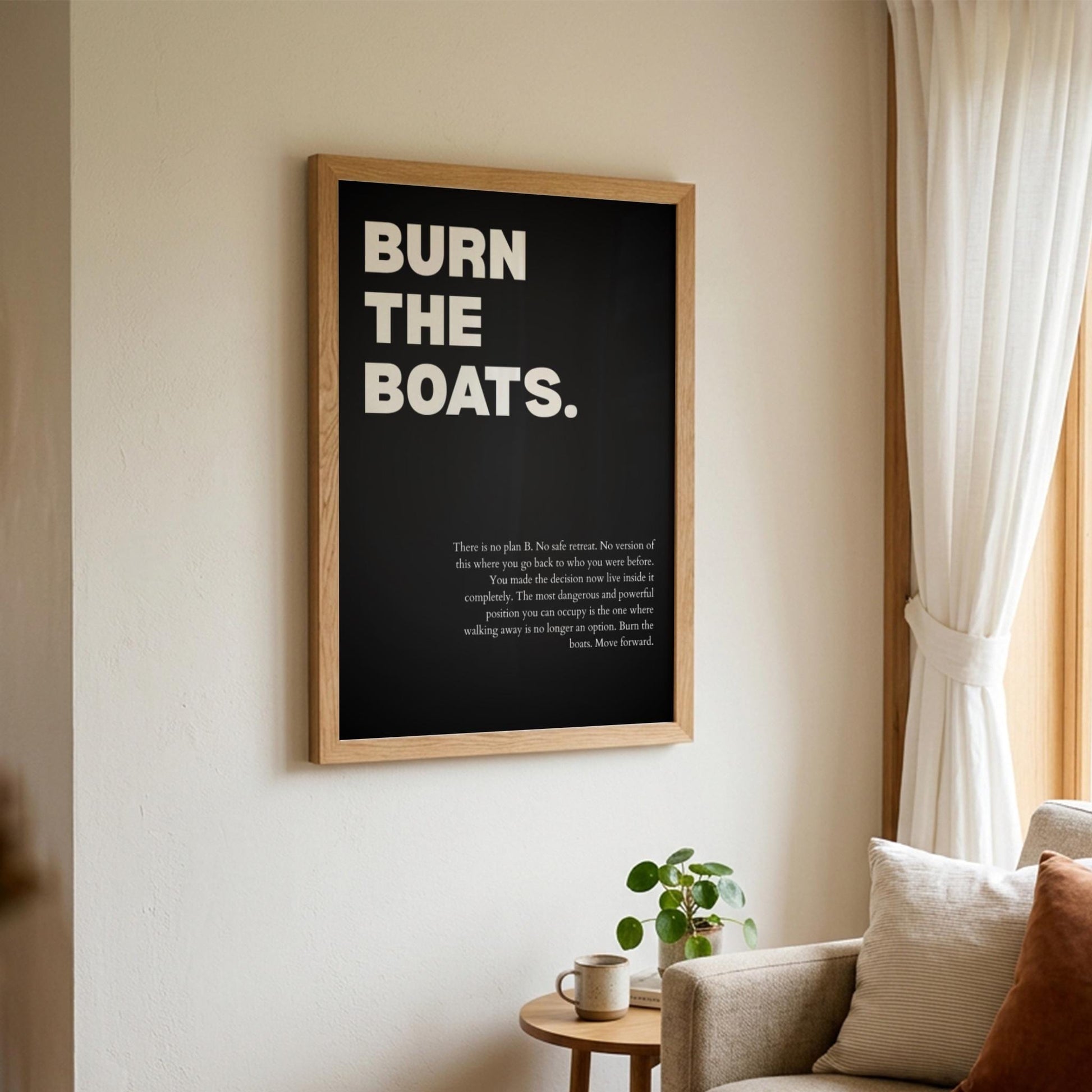 Burn the Boats Poster | Powerful Motivational Wall Art | Inspirational Success Quote Print | Modern Office Decor