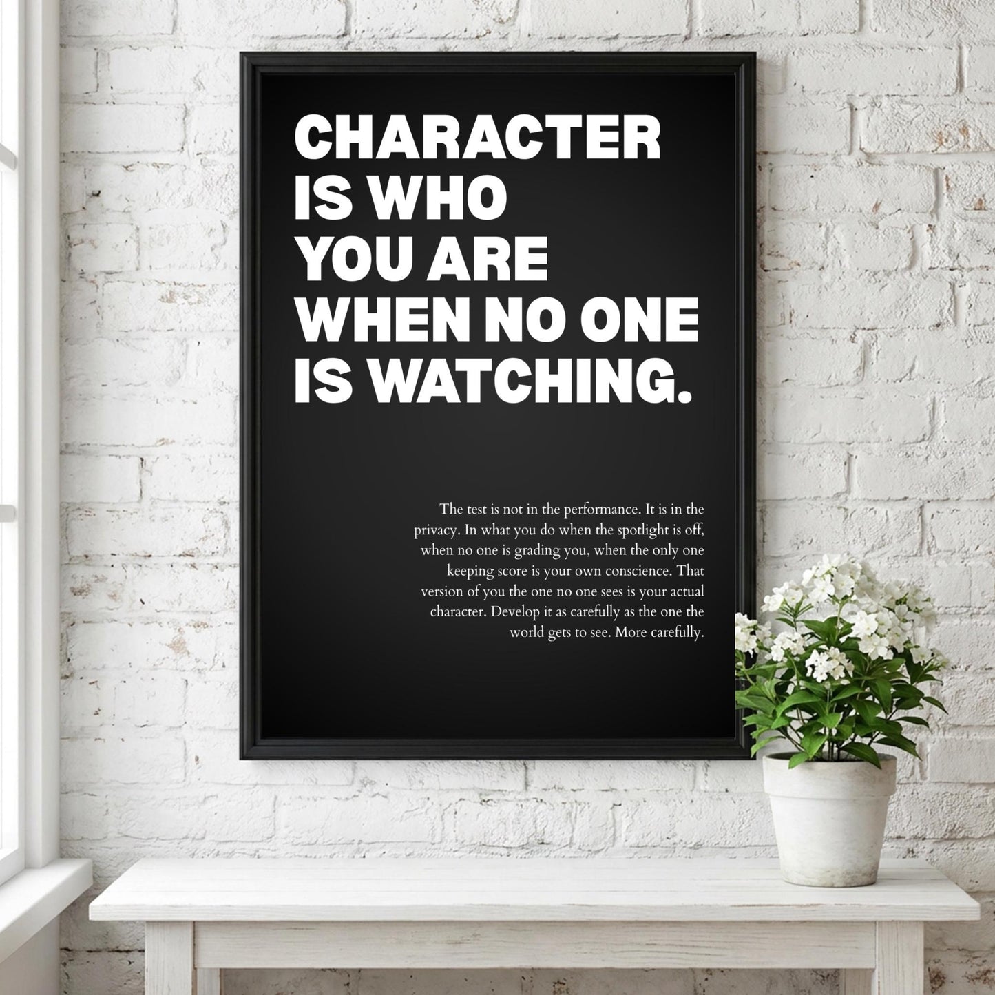 Character Is Who You Are When No One Is Watching Poster | Powerful Motivational Art | Inspirational Success Quote | Modern Office Decor