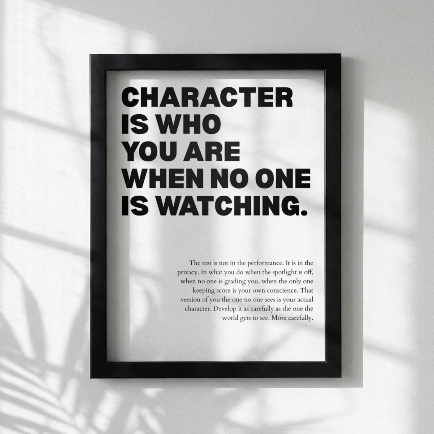 Character Is Who You Are When No One Is Watching Poster | Powerful Motivational Art | Inspirational Success Quote | Modern Office Decor