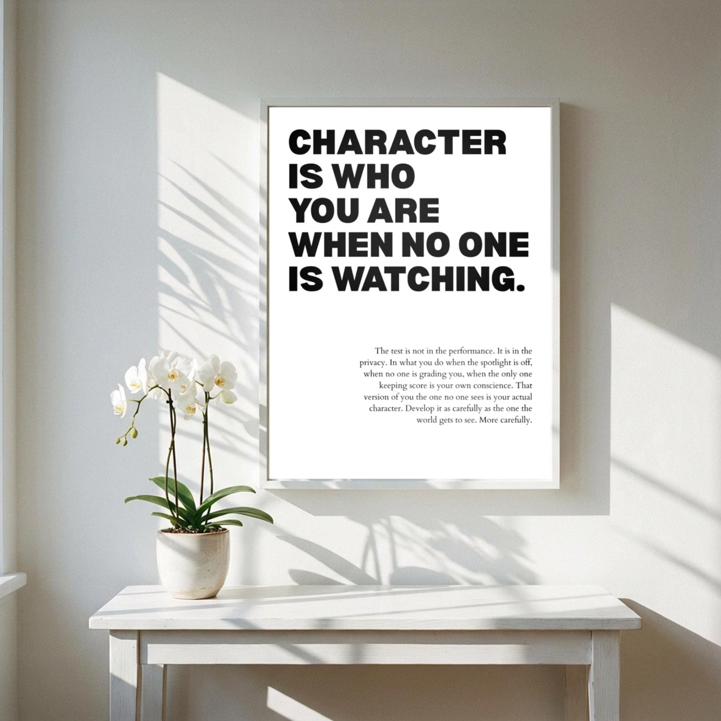 Character Is Who You Are When No One Is Watching Poster | Powerful Motivational Art | Inspirational Success Quote | Modern Office Decor