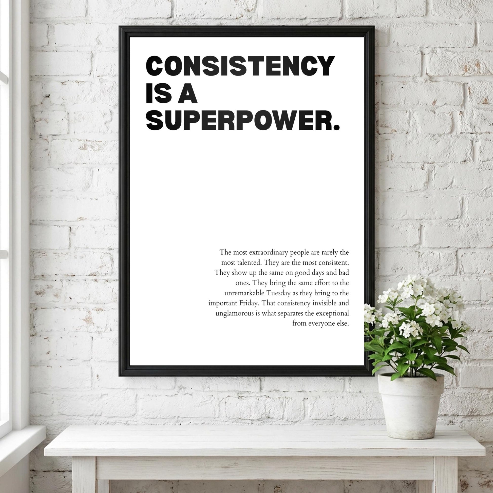 Consistency Is a Superpower Poster | Powerful Motivational Art | Inspirational Success Quote | Modern Office Wall Decor