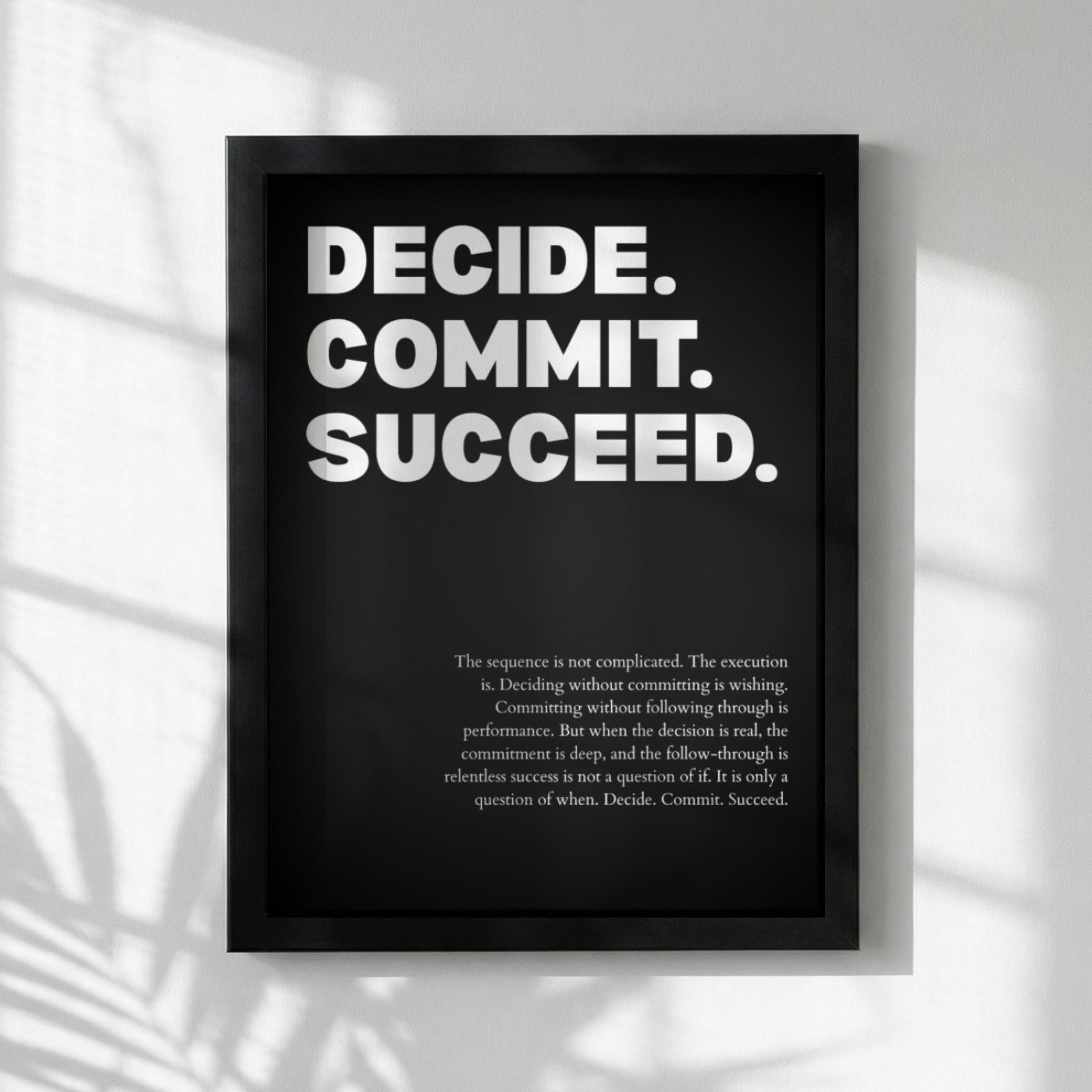 Decide Commit Succeed Poster | Powerful Motivational Wall Art | Inspirational Success Quote Print | Modern Office Decor