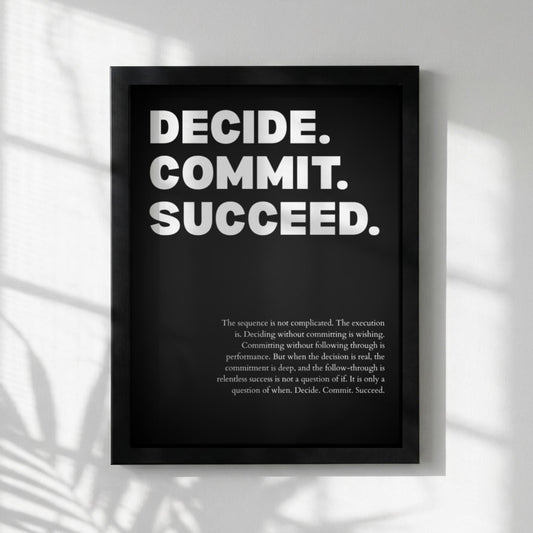 Decide Commit Succeed Poster | Powerful Motivational Wall Art | Inspirational Success Quote Print | Modern Office Decor