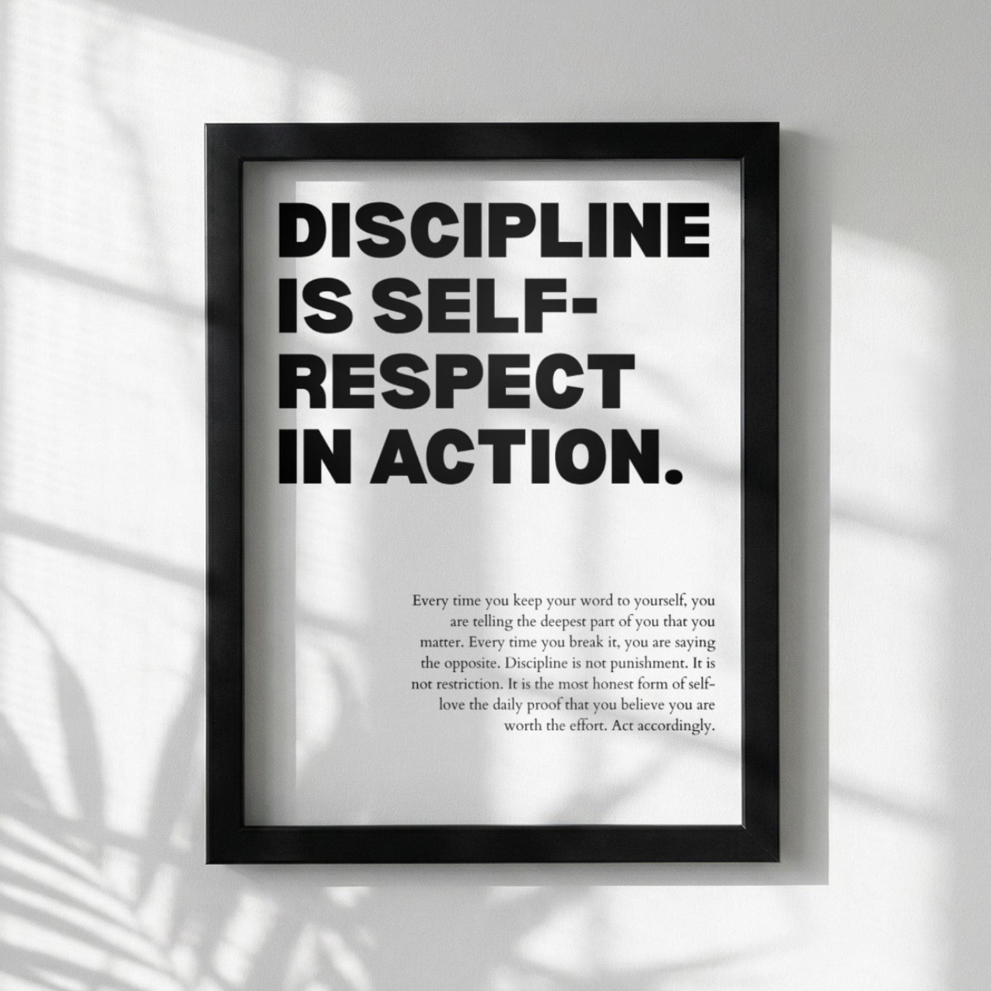Discipline Is Who You Are When No One Is Watching Poster | Powerful Motivational Art | Inspirational Success Quote | Modern Office Decor