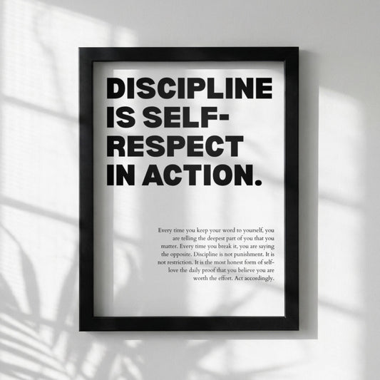 Discipline Is Who You Are When No One Is Watching Poster | Powerful Motivational Art | Inspirational Success Quote | Modern Office Decor