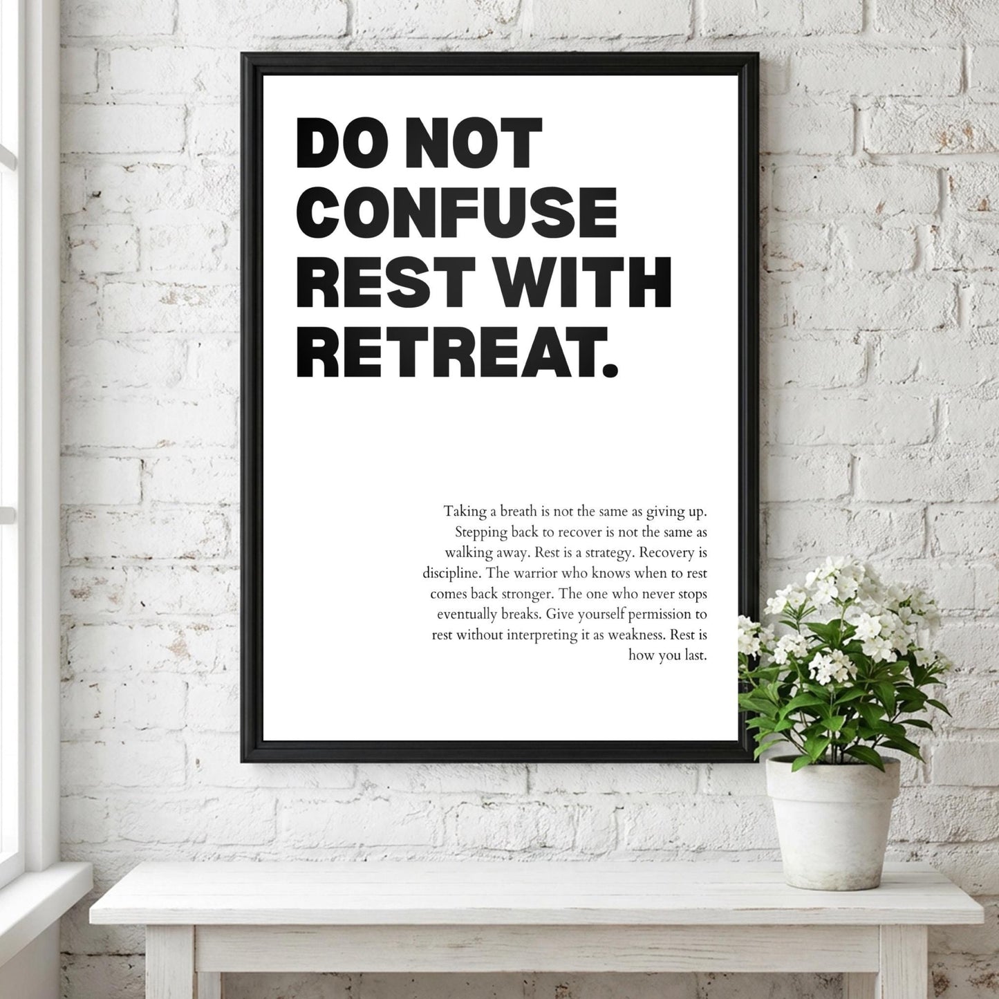 Do Not Confuse Rest With Retreat Poster | Powerful Motivational Wall Art | Inspirational Success Quote | Modern Office Decor