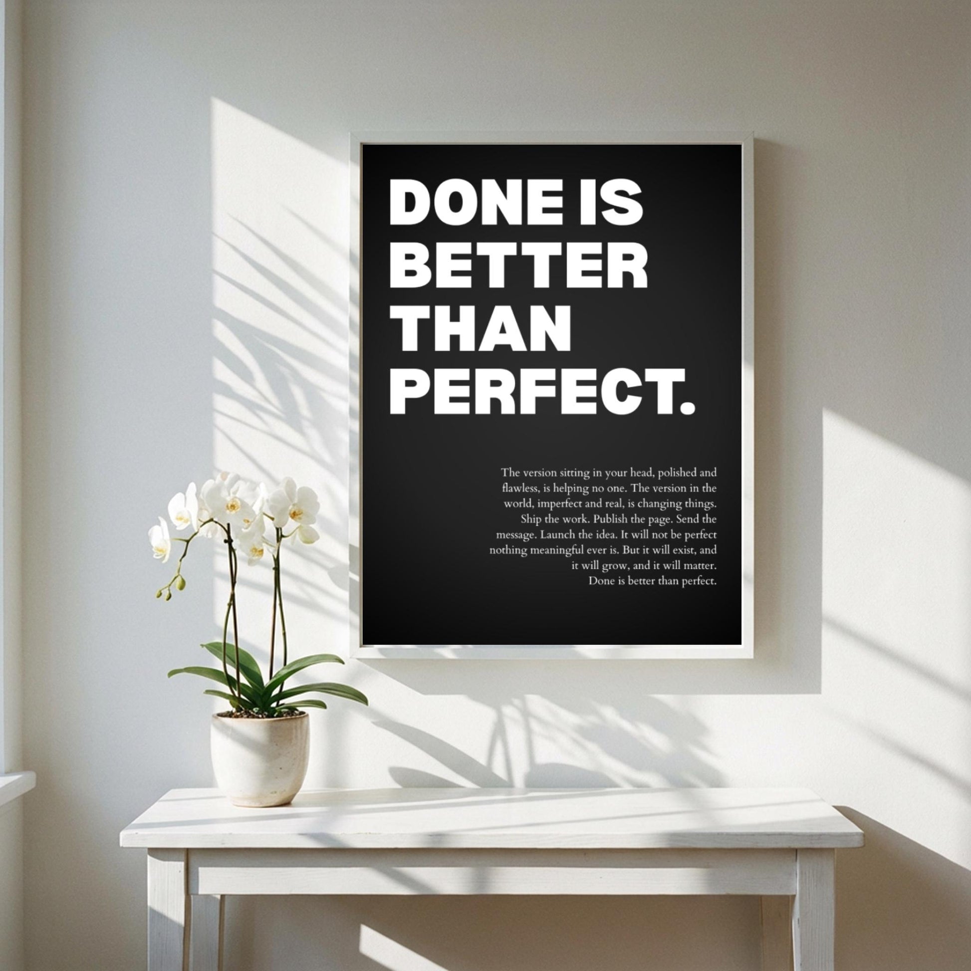 Done Is Better Than Perfect Poster | Powerful Motivational Wall Art | Inspirational Success Quote | Modern Office Decor