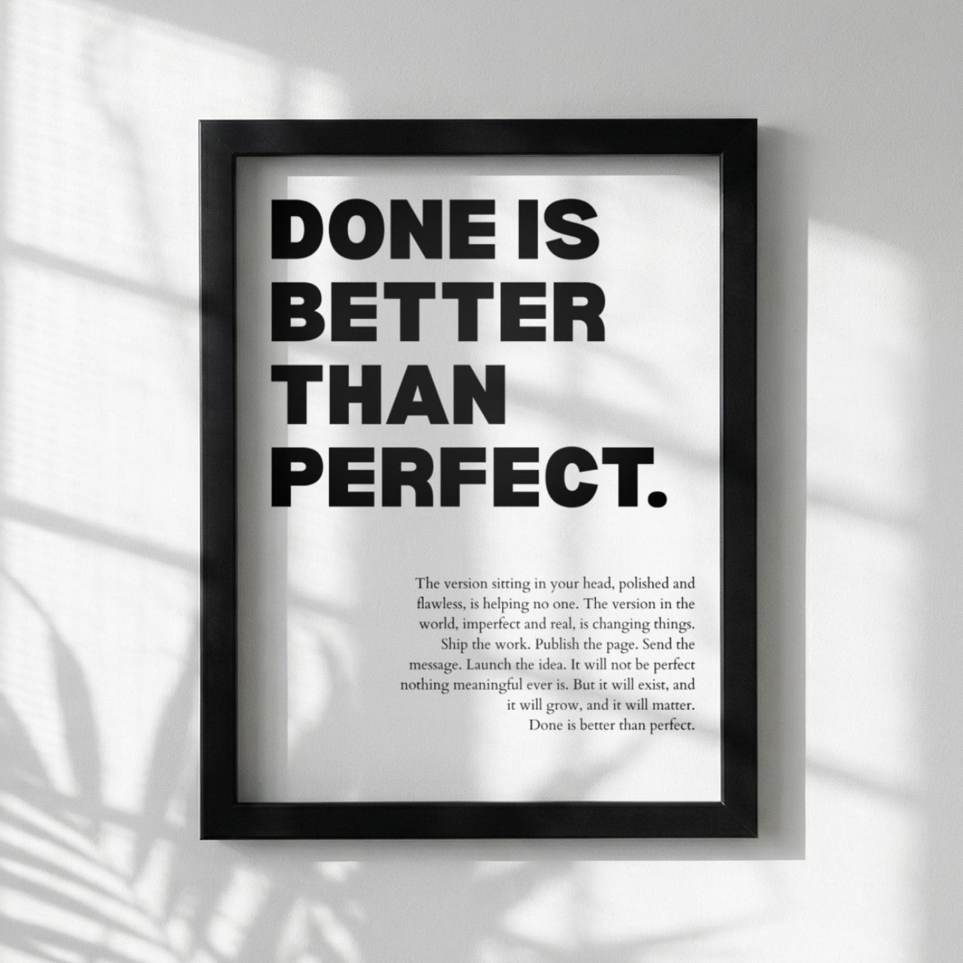 Done Is Better Than Perfect Poster | Powerful Motivational Wall Art | Inspirational Success Quote | Modern Office Decor