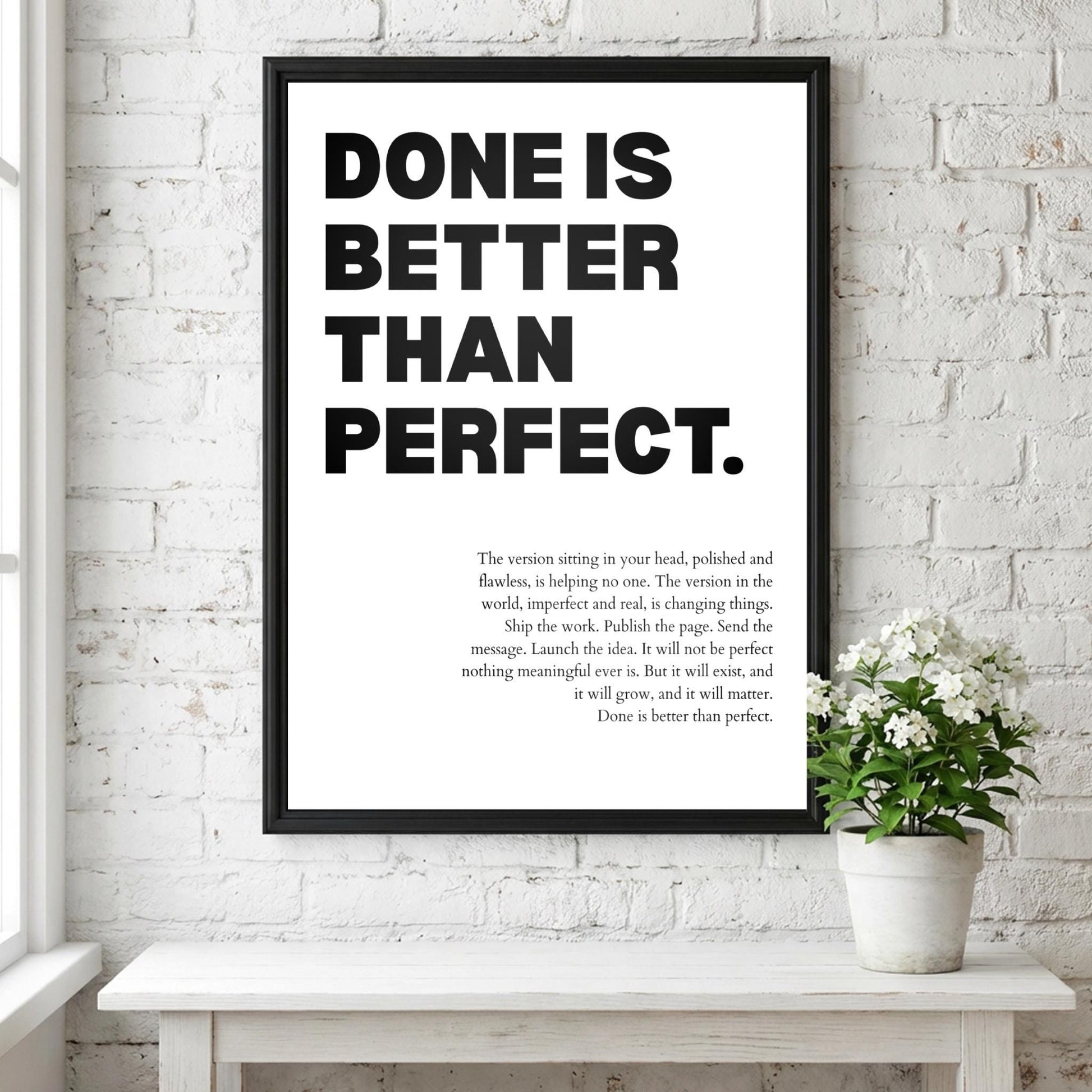 Done Is Better Than Perfect Poster | Powerful Motivational Wall Art | Inspirational Success Quote | Modern Office Decor