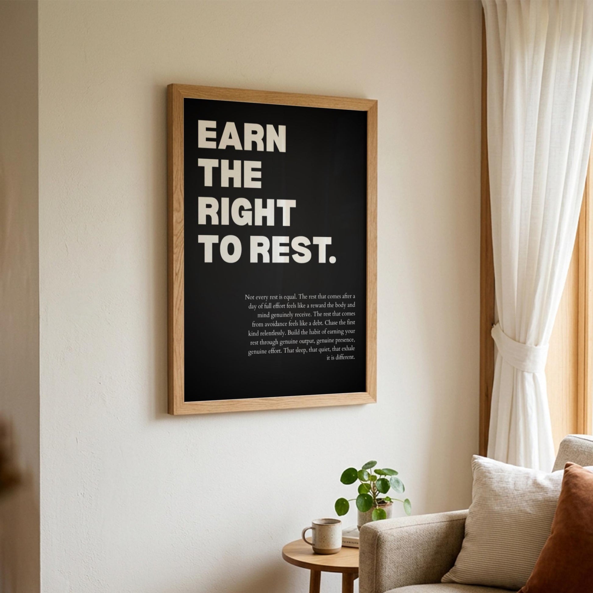 Earn the Right to Rest Poster | Powerful Motivational Wall Art | Inspirational Success Quote | Modern Office Decor