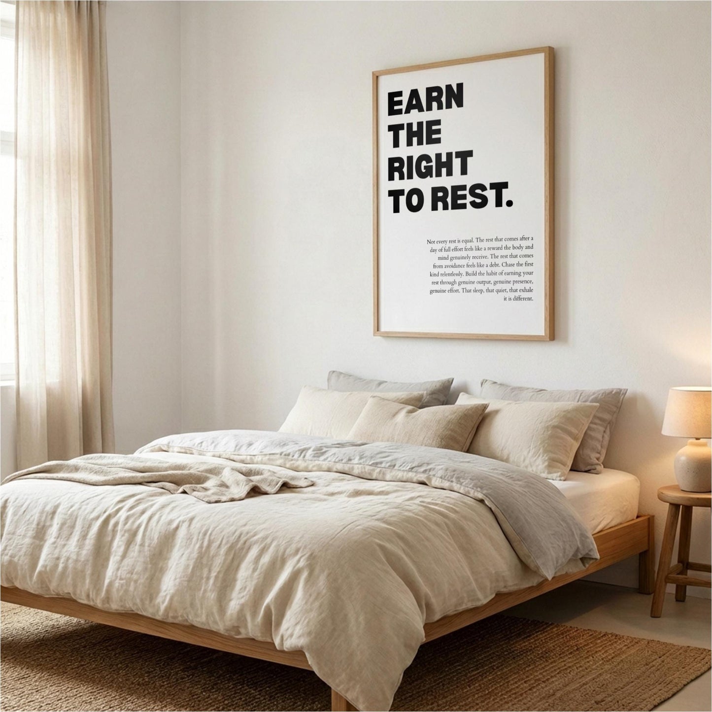 Earn the Right to Rest Poster | Powerful Motivational Wall Art | Inspirational Success Quote | Modern Office Decor