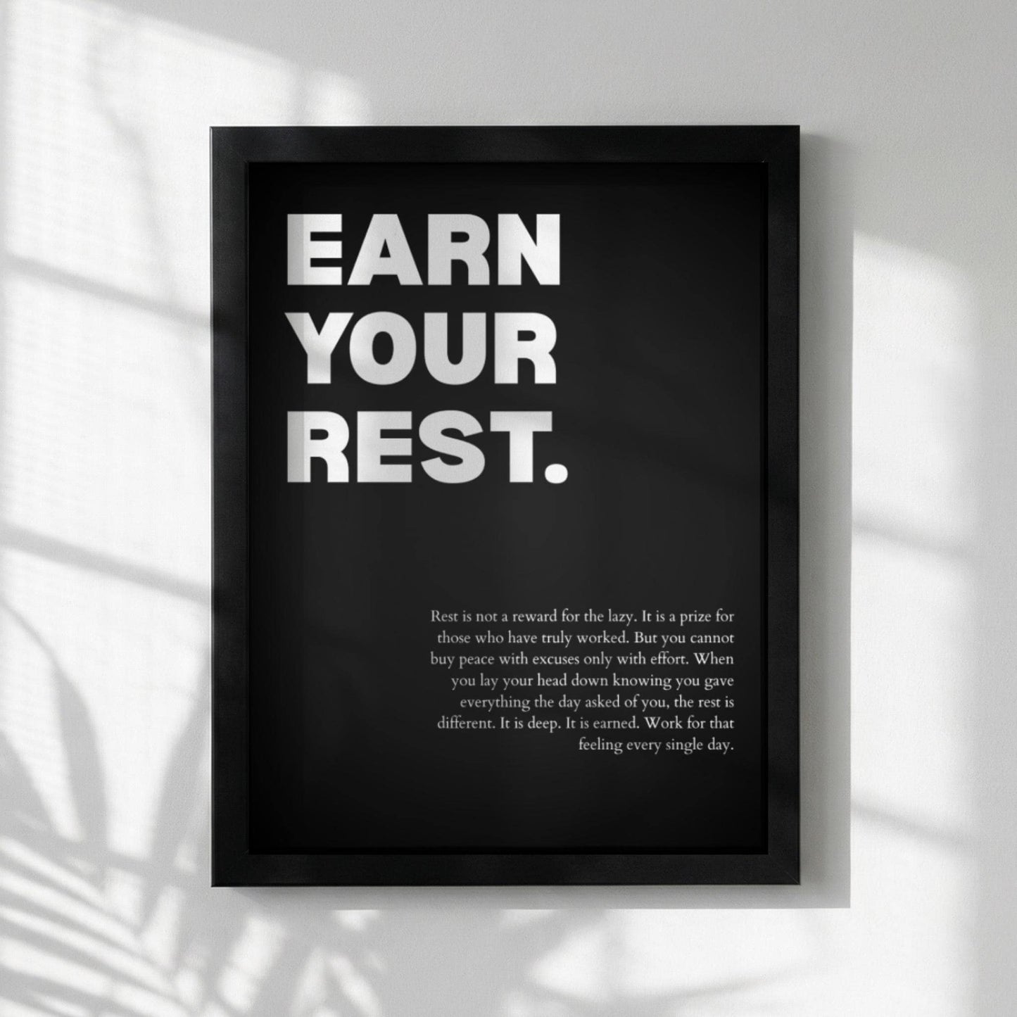 Earn Your Rest Poster | Powerful Motivational Wall Art | Inspirational Success Quote | Modern Office Decor