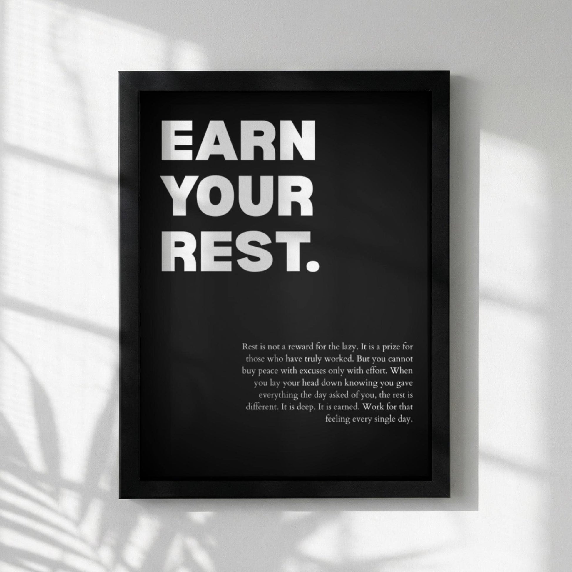 Earn Your Rest Poster | Powerful Motivational Wall Art | Inspirational Success Quote | Modern Office Decor