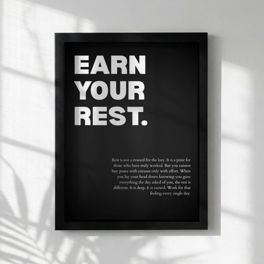 Earn Your Rest Poster | Powerful Motivational Wall Art | Inspirational Success Quote | Modern Office Decor