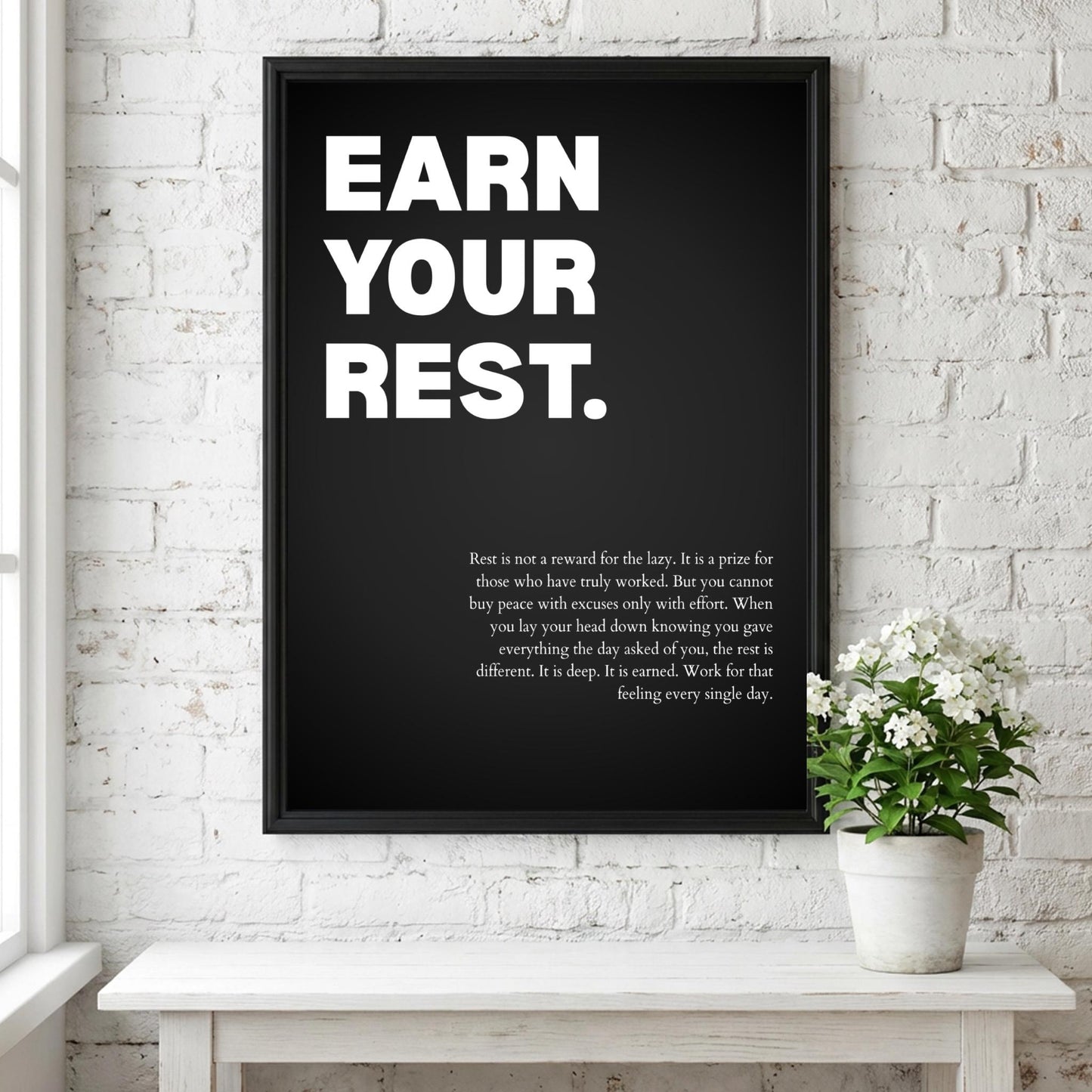 Earn Your Rest Poster | Powerful Motivational Wall Art | Inspirational Success Quote | Modern Office Decor