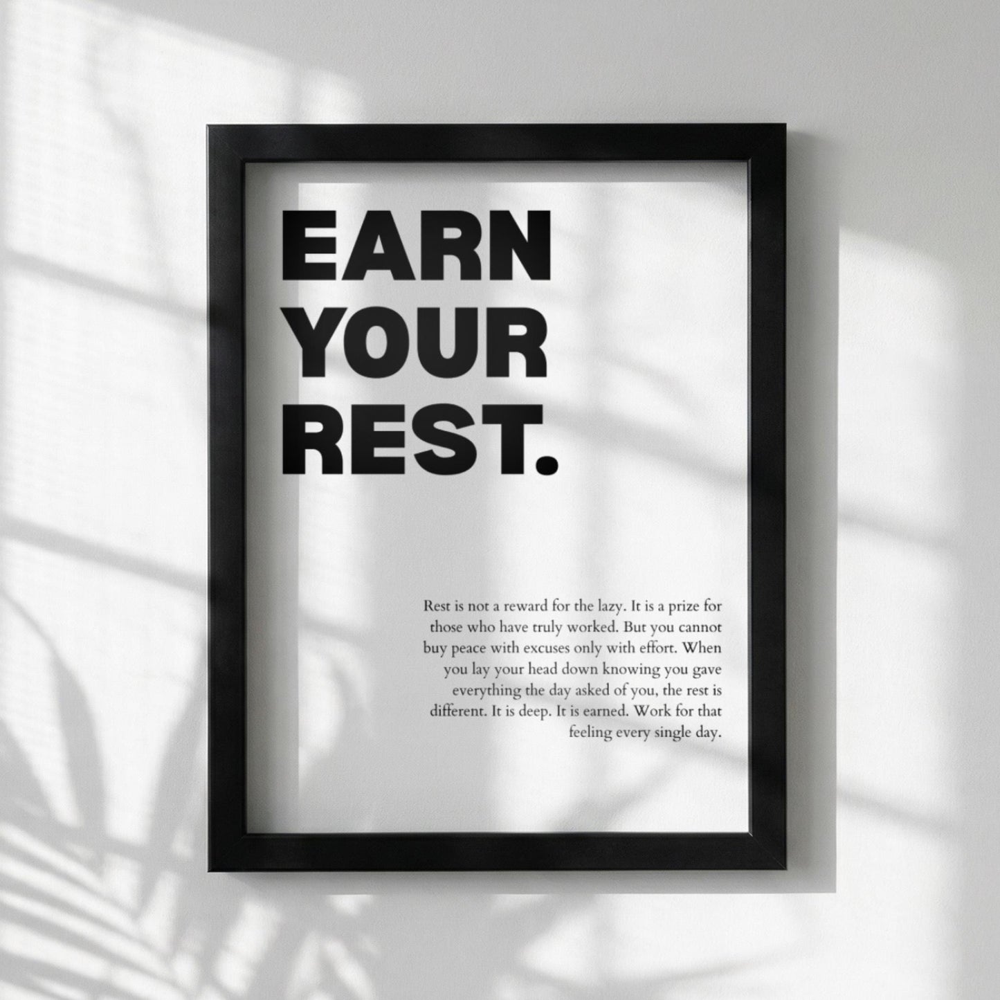 Earn Your Rest Poster | Powerful Motivational Wall Art | Inspirational Success Quote | Modern Office Decor