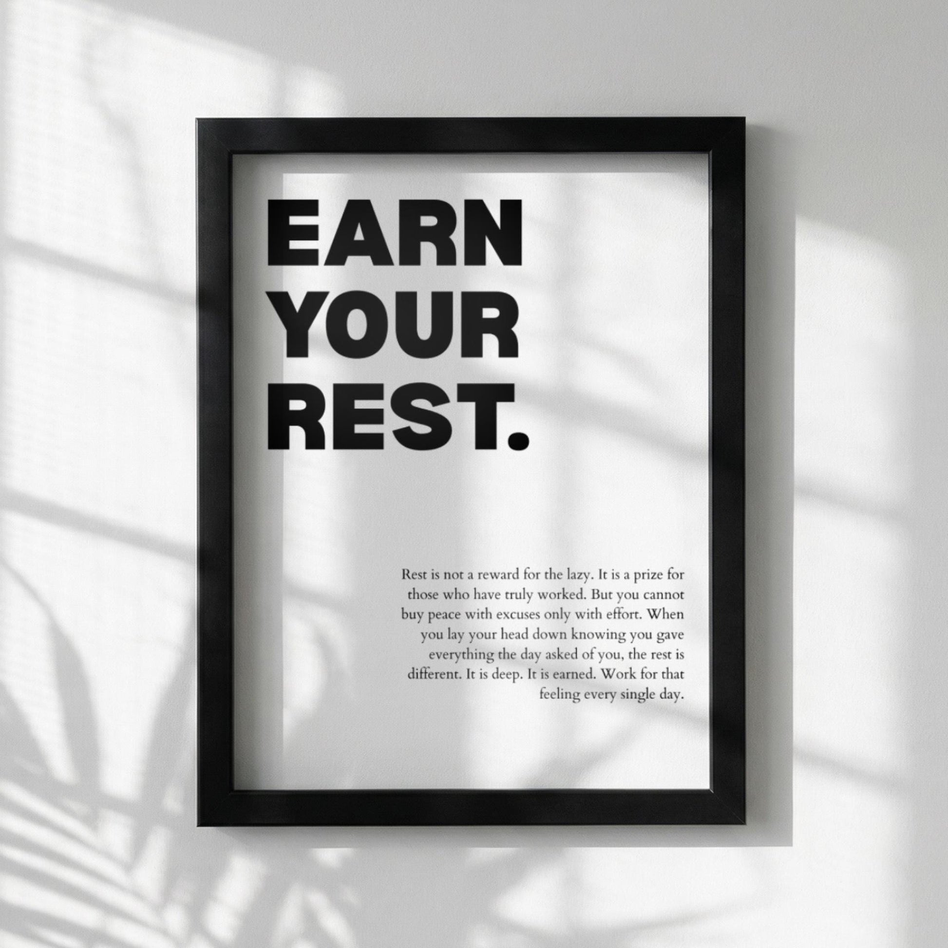 Earn Your Rest Poster | Powerful Motivational Wall Art | Inspirational Success Quote | Modern Office Decor