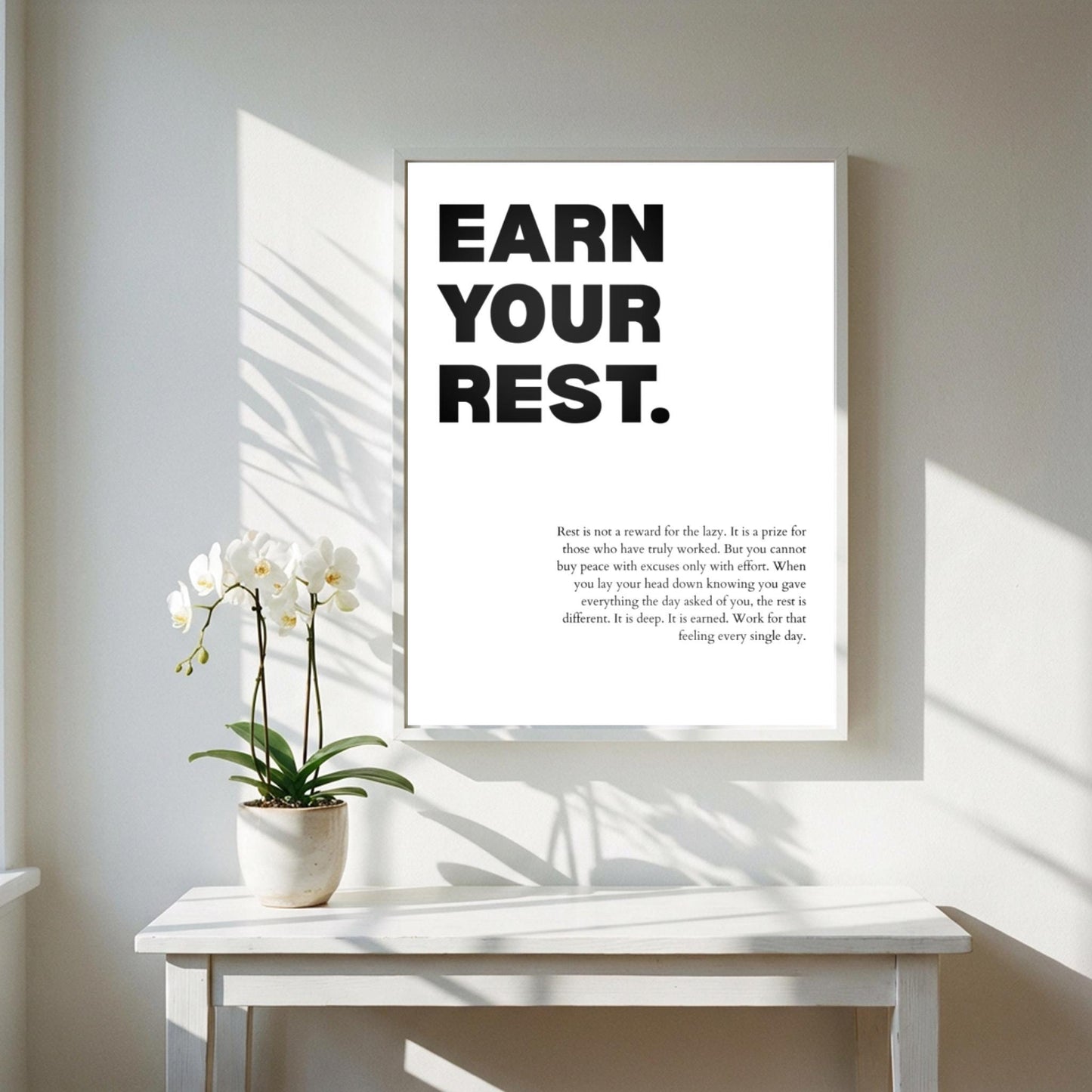 Earn Your Rest Poster | Powerful Motivational Wall Art | Inspirational Success Quote | Modern Office Decor