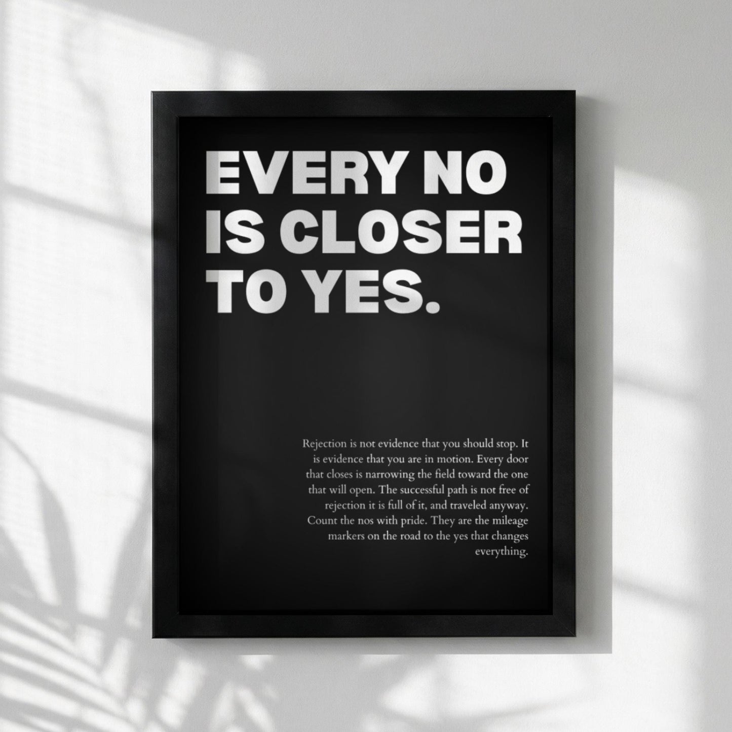 Every No Is Closer To Yes Poster | Powerful Motivational Wall Art | Inspirational Success Quote | Modern Office Decor