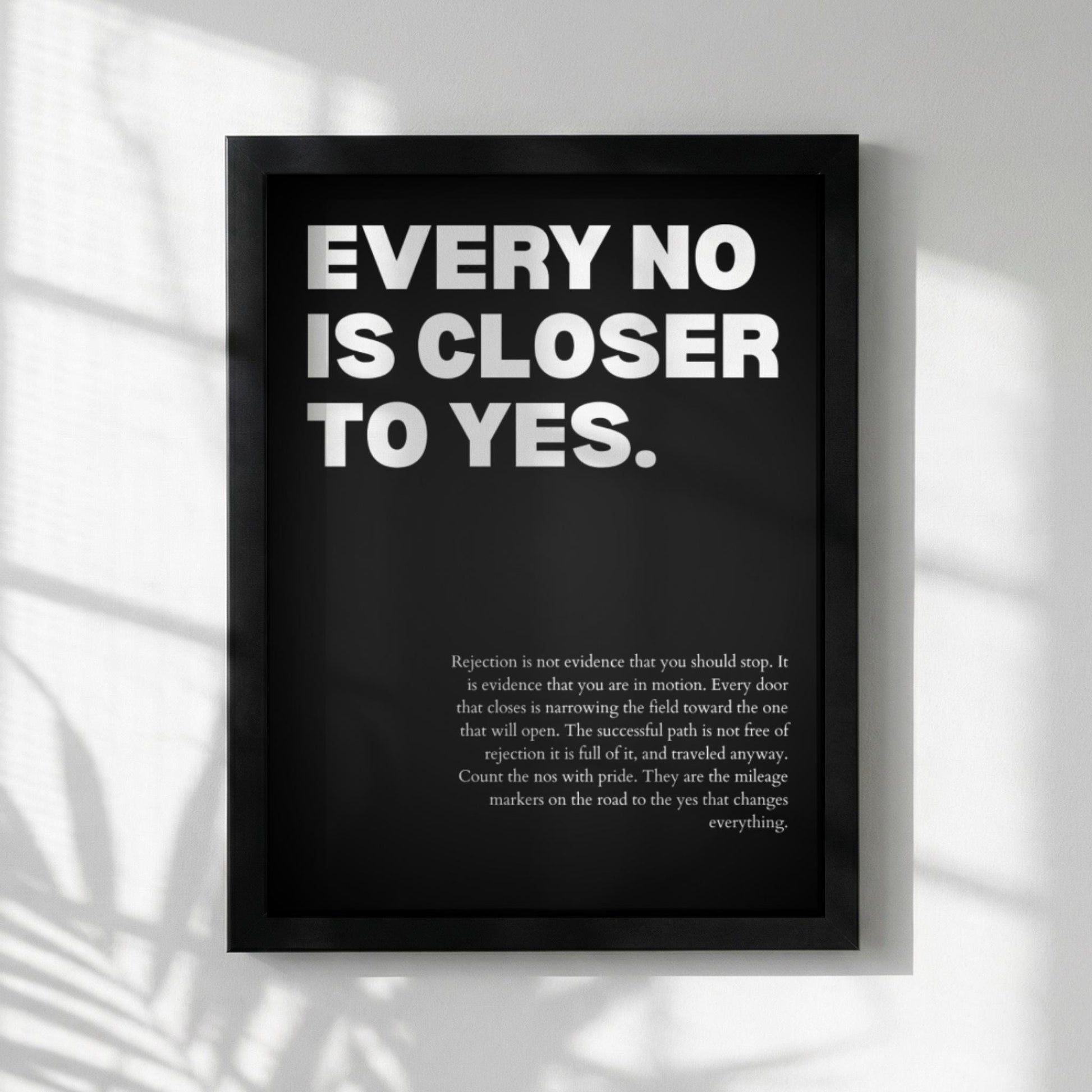Every No Is Closer To Yes Poster | Powerful Motivational Wall Art | Inspirational Success Quote | Modern Office Decor