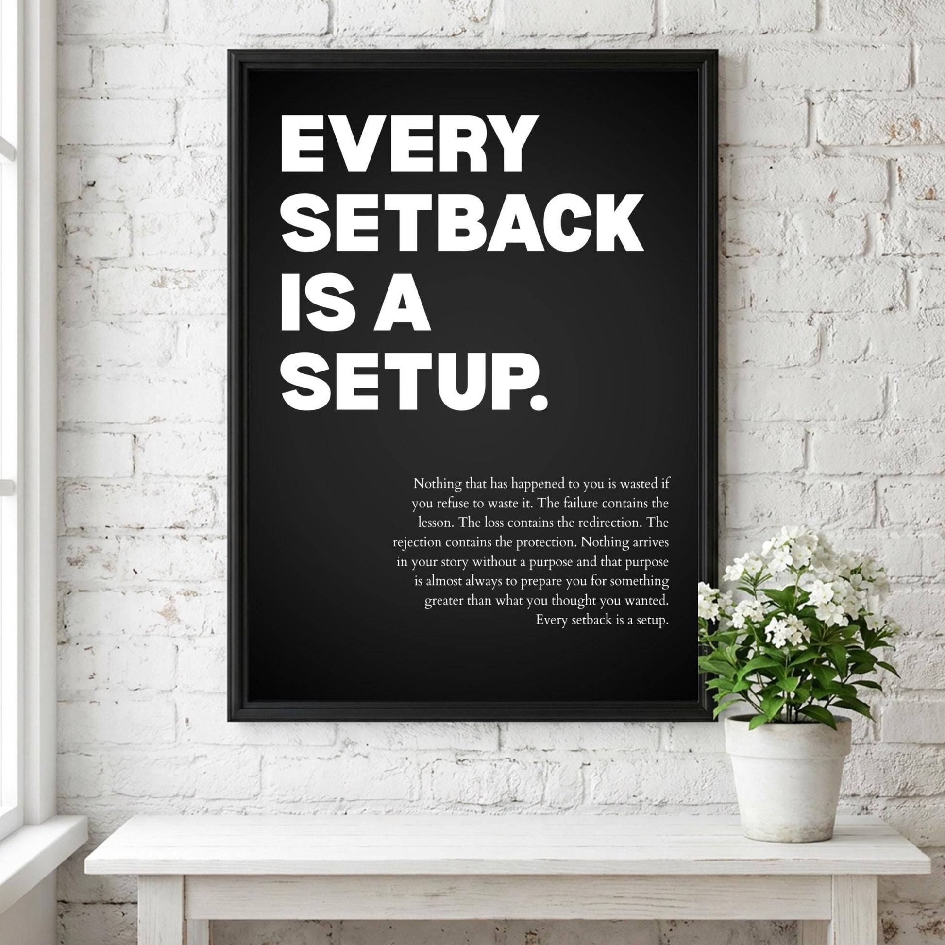 Every Setback Is A Setup Poster | Powerful Motivational Wall Art | Inspirational Success Quote | Modern Office Decor
