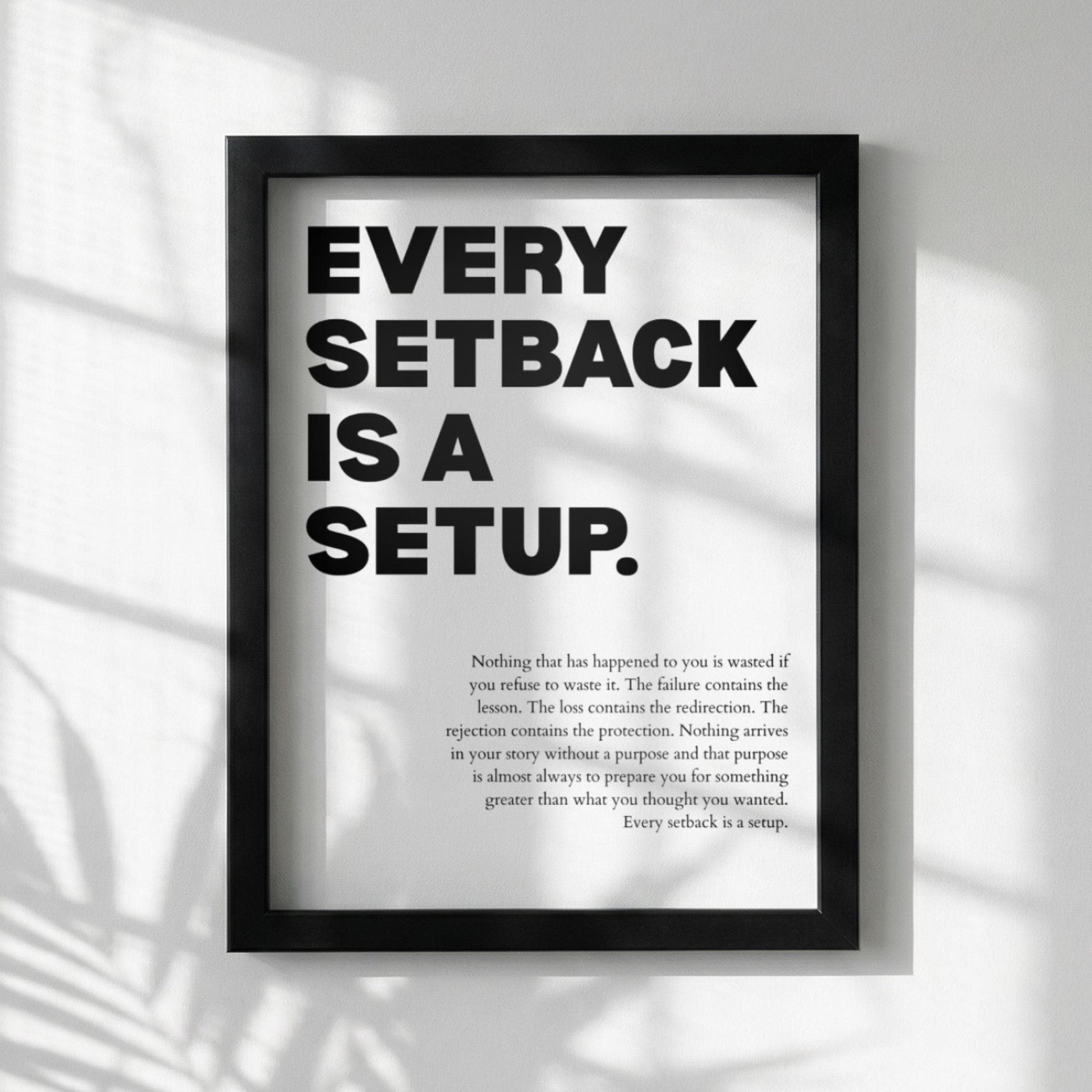 Every Setback Is A Setup Poster | Powerful Motivational Wall Art | Inspirational Success Quote | Modern Office Decor