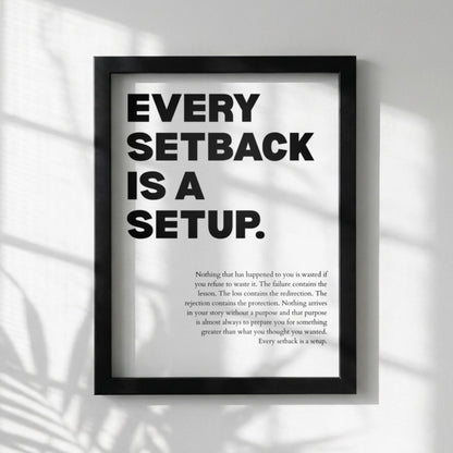 Every Setback Is A Setup Poster | Powerful Motivational Wall Art | Inspirational Success Quote | Modern Office Decor