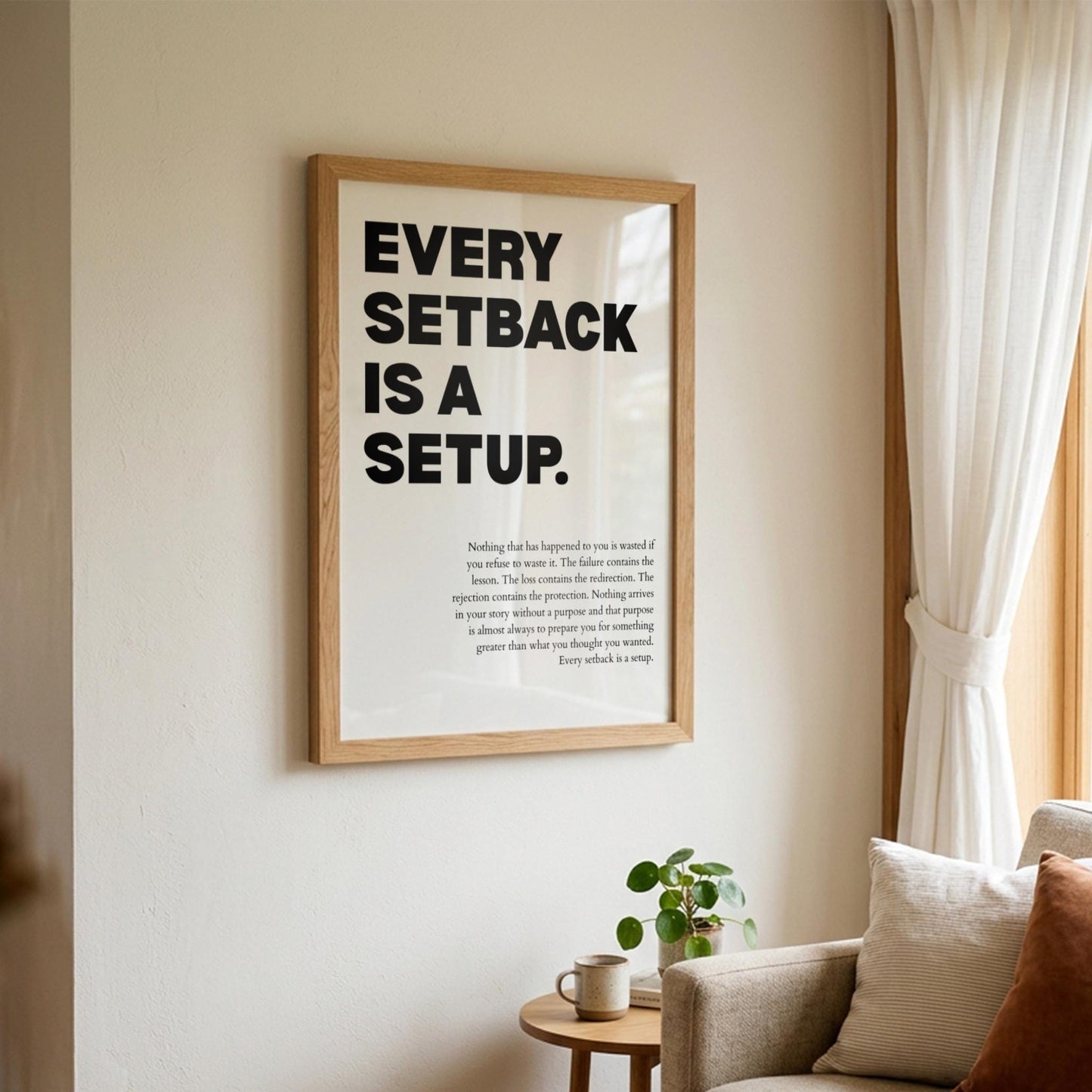Every Setback Is A Setup Poster | Powerful Motivational Wall Art | Inspirational Success Quote | Modern Office Decor