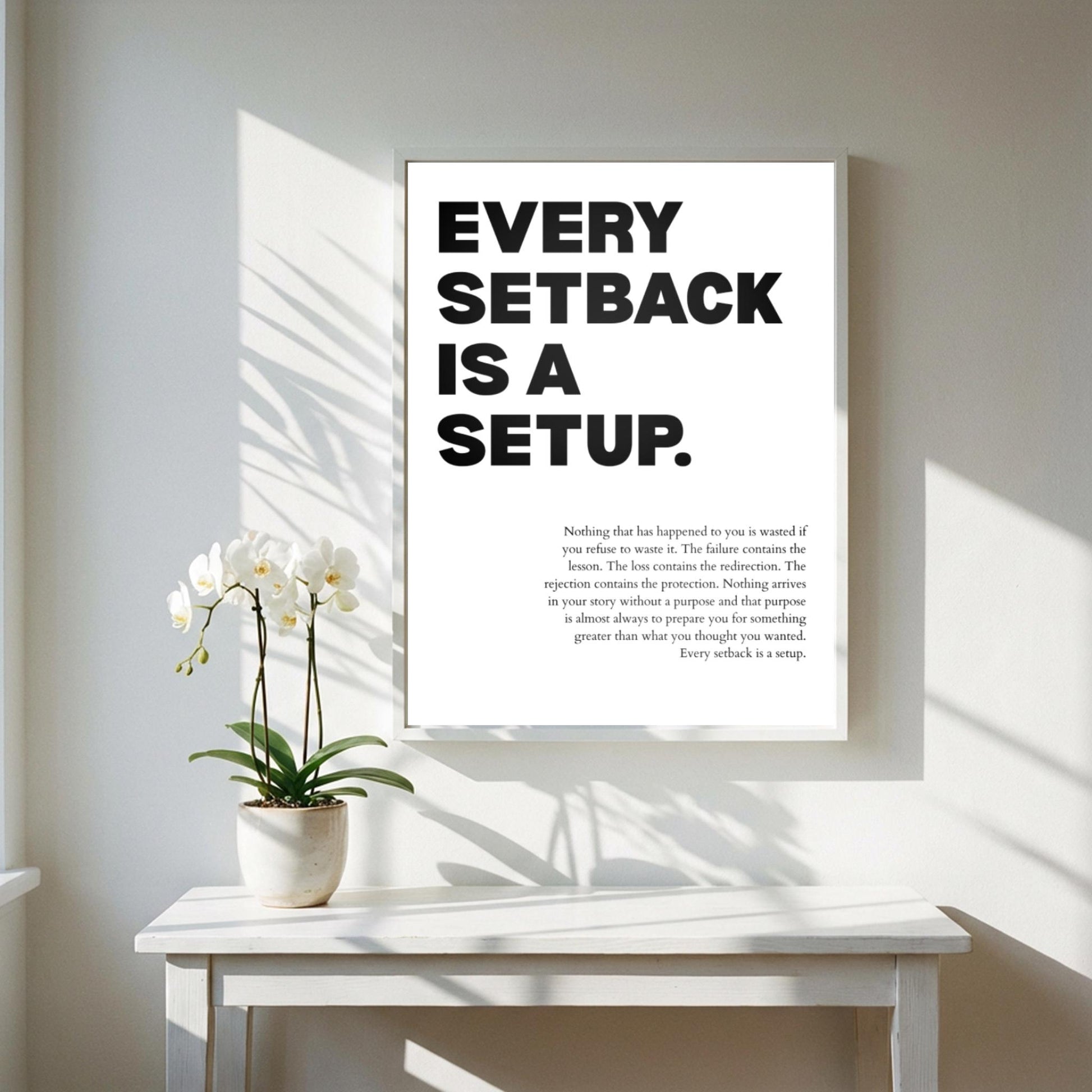 Every Setback Is A Setup Poster | Powerful Motivational Wall Art | Inspirational Success Quote | Modern Office Decor