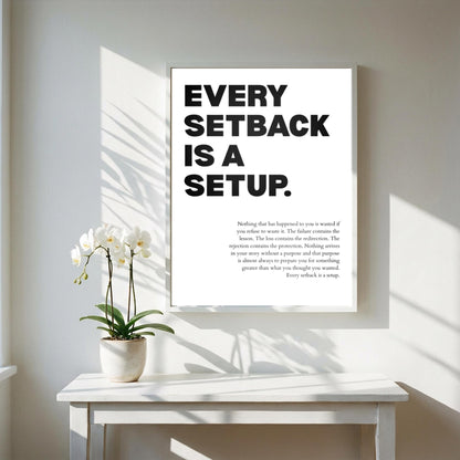 Every Setback Is A Setup Poster | Powerful Motivational Wall Art | Inspirational Success Quote | Modern Office Decor