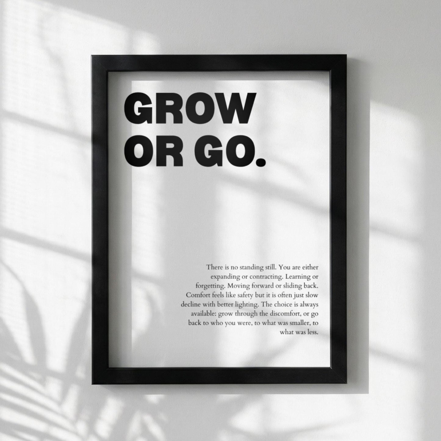 Grow Or Go Poster | Powerful Motivational Wall Art | Inspirational Success Quote | Modern Office Decor