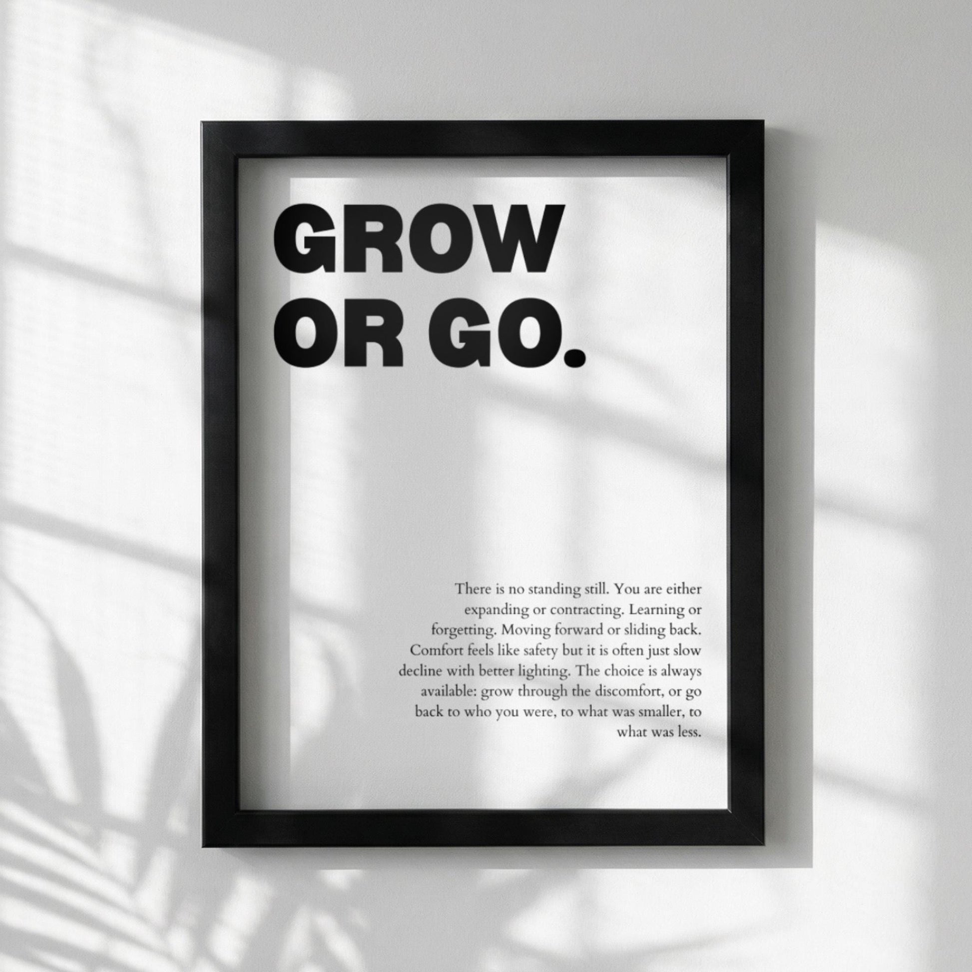 Grow Or Go Poster | Powerful Motivational Wall Art | Inspirational Success Quote | Modern Office Decor